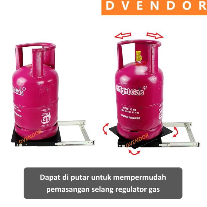 Rak Tempat Gas Tarik Sliding Pull Out Porter Gas Lpg Tray Troli Roda