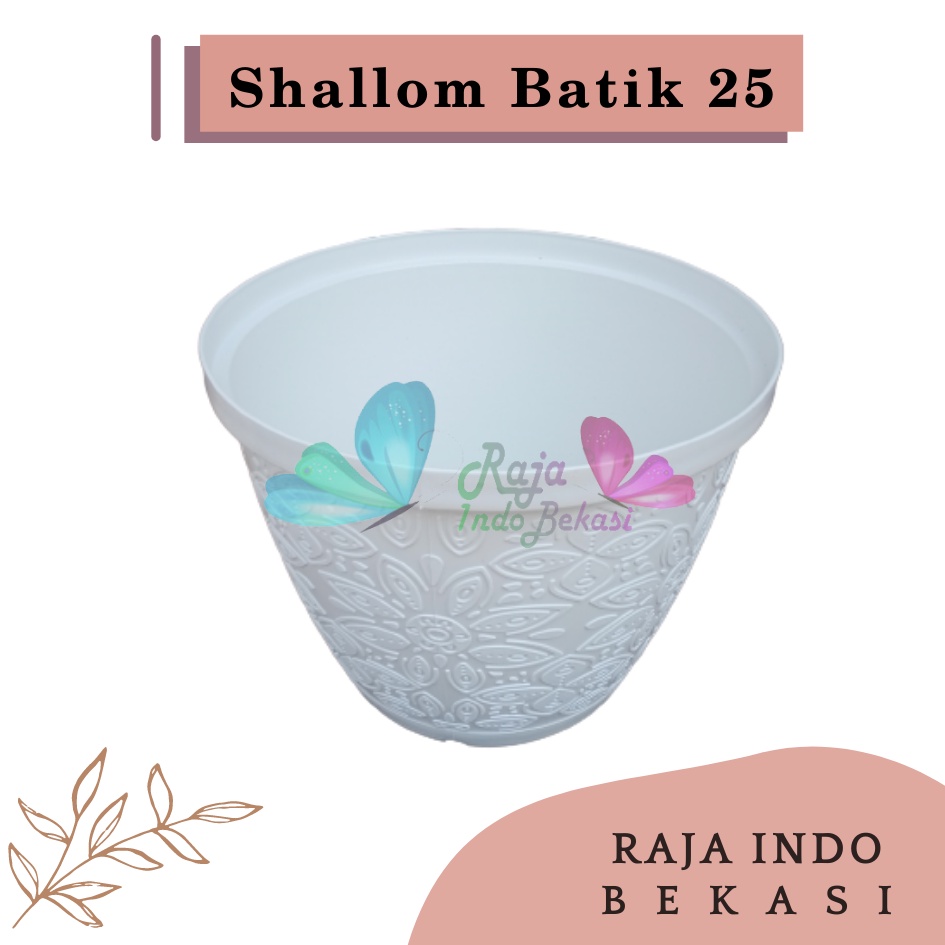 Rajaindobekasi Pot Shallom Batik 25 Putih Pot Bunga Motif Batik Timbul Pot Bunga Besar Murah Tebal Bagus Bukan Pot Shallom Glory Glori 30 35 40