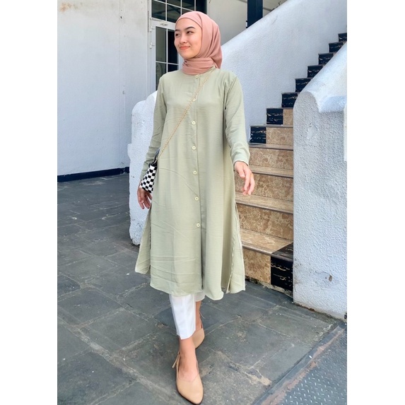 Laudya Tunik Crinkle Airflow Basic Kemeja Tunik Premium