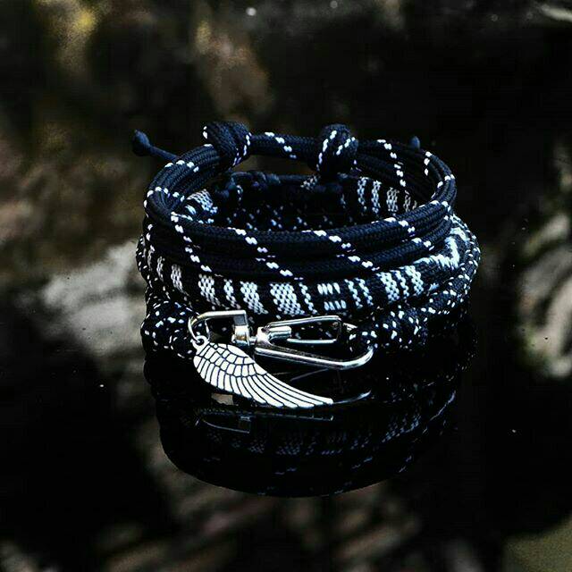 Gelang Tali Pria Warna Hitam Paracord 4mm Prusik Paket Murah