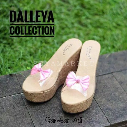 Sandal Wanita Wedges Hitam Tinggi Sendal Wejes Cewek Cantik Weg H ST754 Aeropho 12Cm - Dalleya Sand