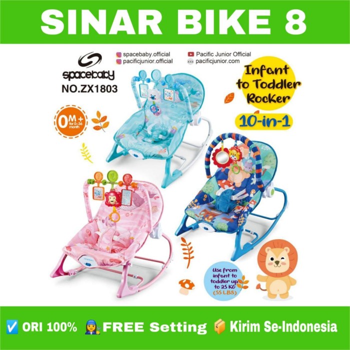 SPACEBABY ZX 1803 Ayunan Bouncer Rocker Bayi Kursi Goyang 10 IN 1