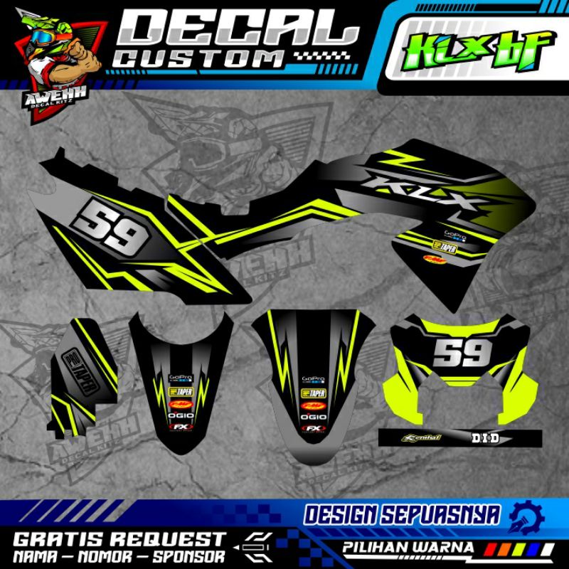 DECAL KLX BF G KLX BF 150 SILVER KUNING