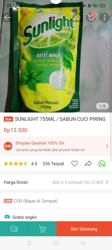 Sunlight 755ml / Sabun Cuci Piring