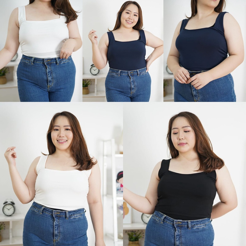 BEFAST - ZFS OOTD Wanita Tanktop IVANA / [PLUS SIZE] SQUARE TANKTOP / Tanktop Jumbo Kasual / Tanktop Daleman Wanita / Atasan Pakain Wanita Sexy / Tanktop Polos / Termurah / Terlaris