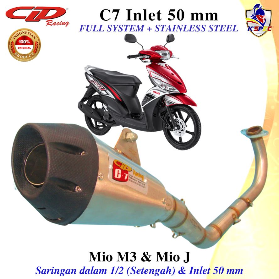 Knalpot CLD Racing type C7 in 50 mm seri MIO M3 & MIO J Fullsystem