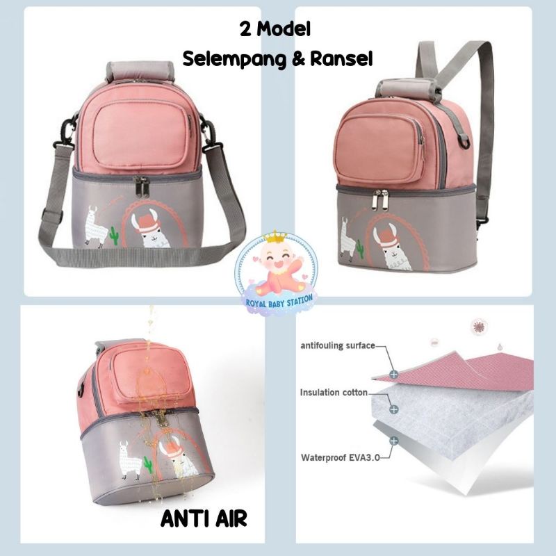 Royal Baby Tas Cooler Bag Penyimpanan Asi 2in1 Anti Air Premium Tas Bayi