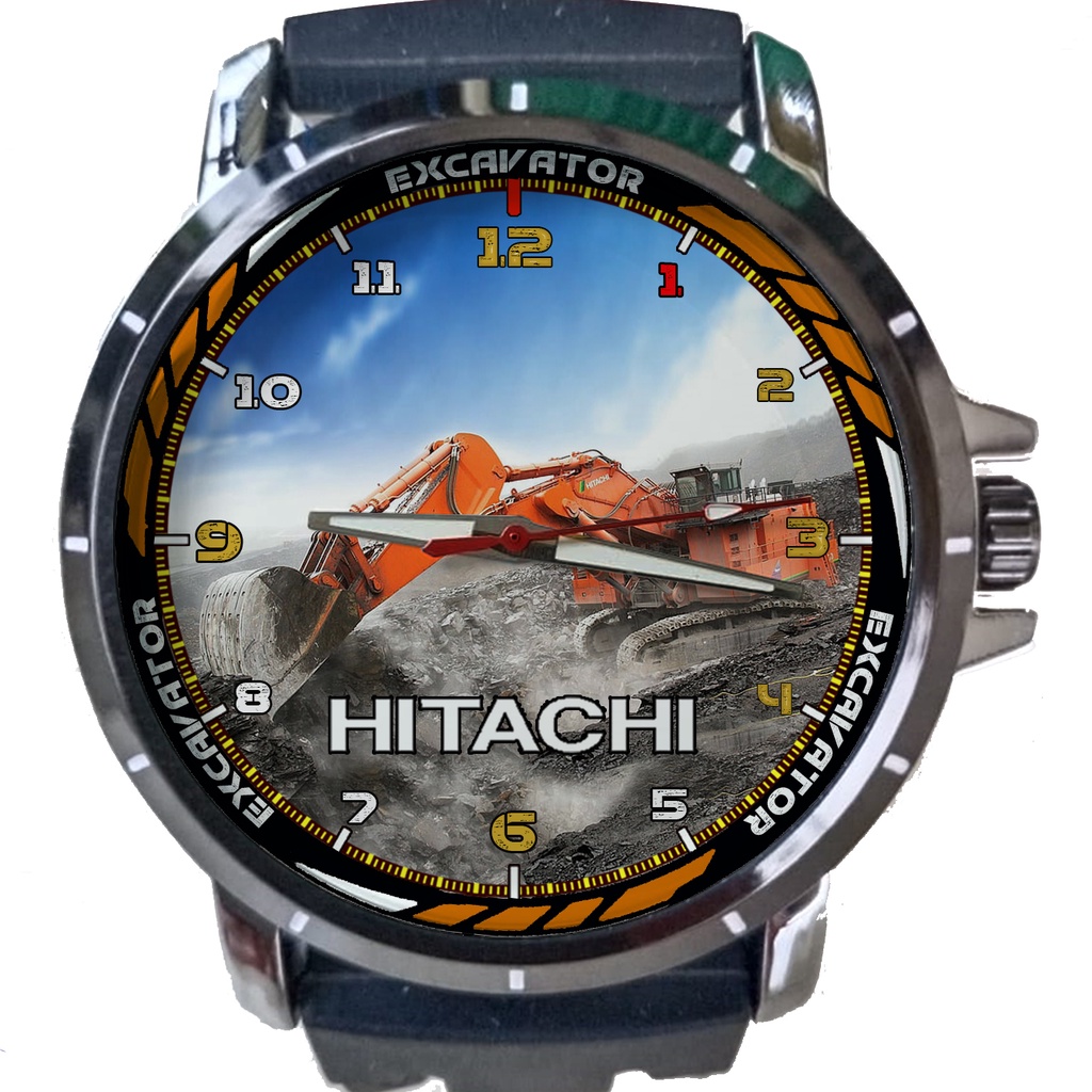 HITACHI Excavator art A Keren JUAL Jam Tangan Analog Pria Santai Custom Photo Logo Gambar