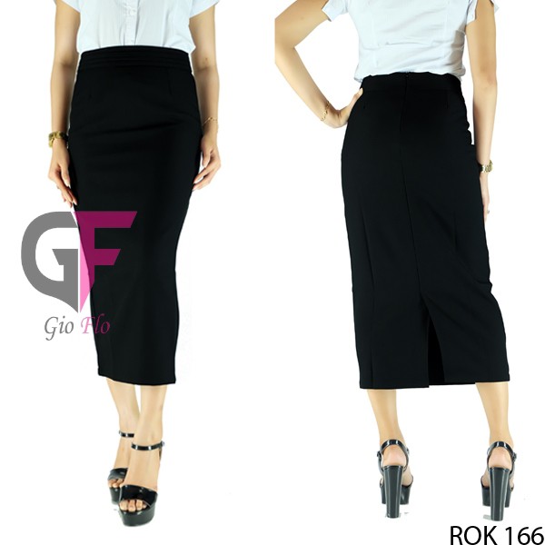 GIOFLO Rok Kerja Wanita Modern Katun Hitam Black / ROK 166