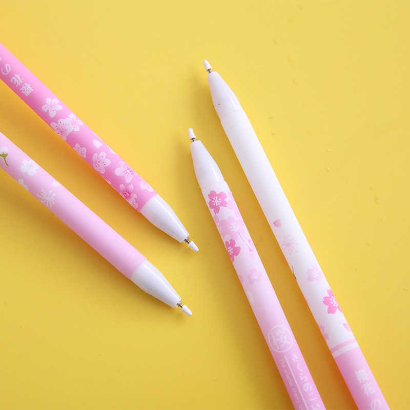 5pcs Pink Cherry Blossom Series Gel Pen Full Syringe 0.5 Gel Pen Exam Office Supplies