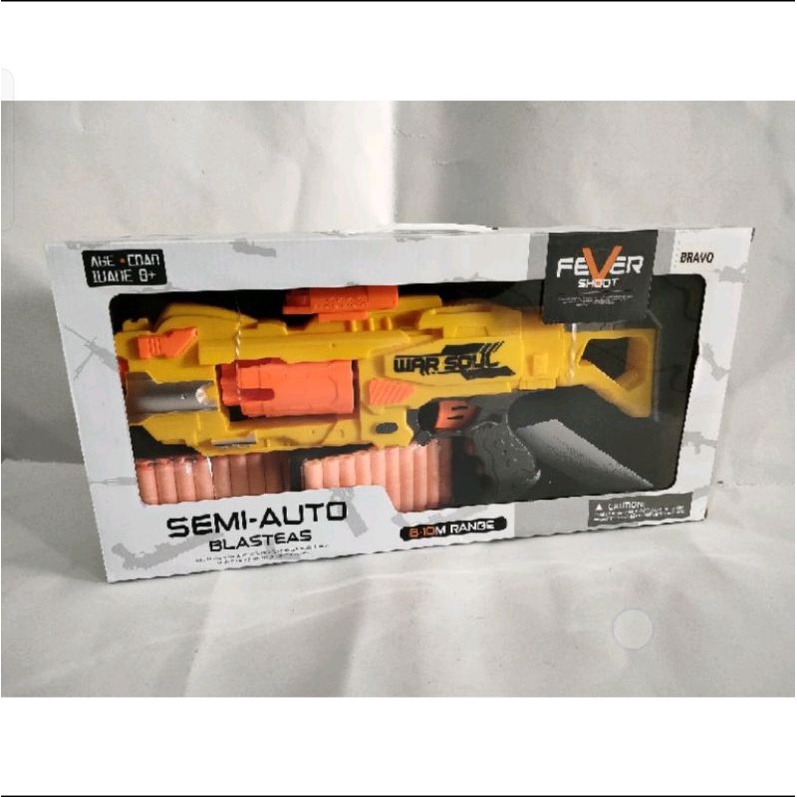 Mainan pistol nerft semi auto fever shot blaster