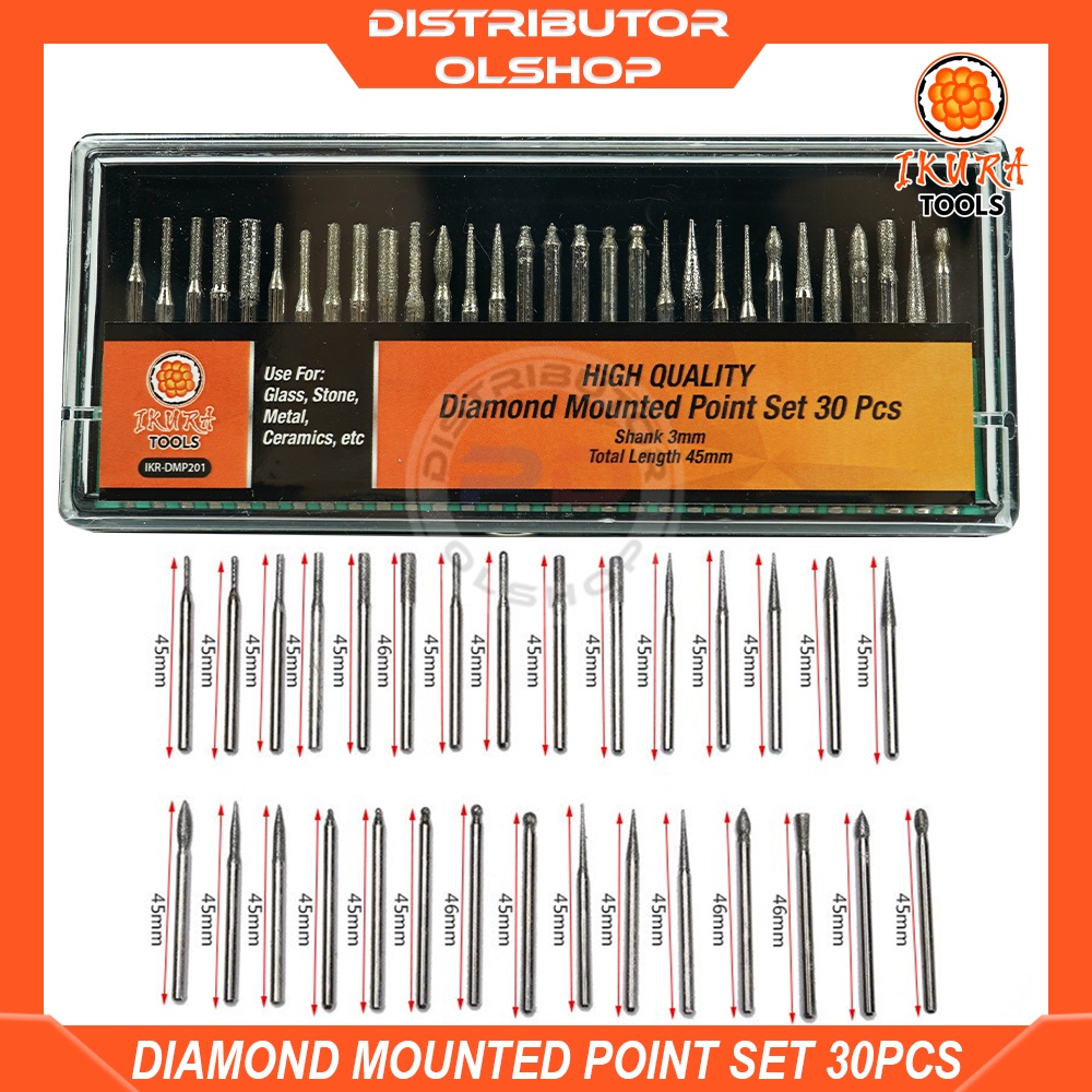 MATA BOR UKIR KECIL MINI TUNER DIAMOND MOUNTED POINTED DIE GRINDER SET