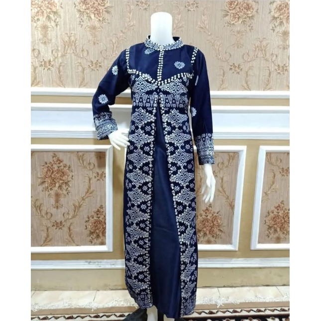 GAMIS BATIK SONGKET NAVY SILVER MEWAH-BAJU KONDANGAN