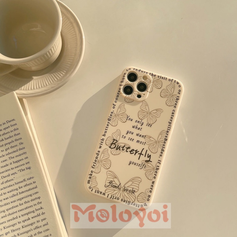 Case for Iphone 8 7 6 6S Plus Xr X Xs Max Iphone 13 12 11 Pro Max White Pretty Butterfly Soft Silicone Protective Cover