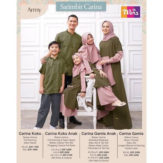 SARIMBIT NIBRAS CARINA ARMY GAMIS DAN KOKO DEWASA [GAMIS DAN KOKO WARNA ARMY]