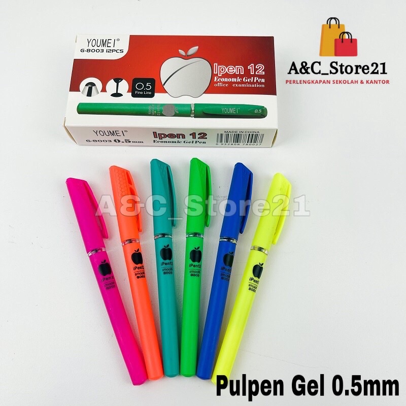 

Pulpen Gel 0.5mm Apple satu pack isi 12 pcs