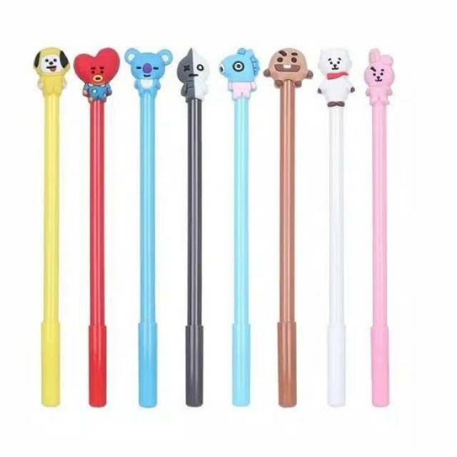 

Pulpen cute karakter BTS black ink gel pen