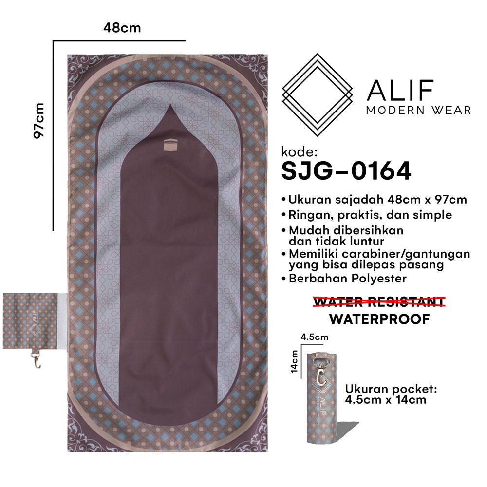 ALIF SAJADAH GENGGAM TRAVEL / SAKU / PORTABLE / WATERPROOF ( ALIF MODERN WEAR SJG-0164 )