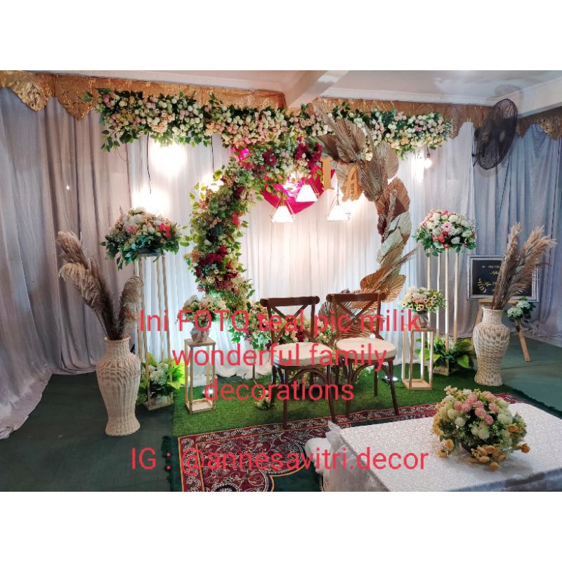 Sewa Backdrop rustic akad nikah 3 meter + meja akad lesehan
