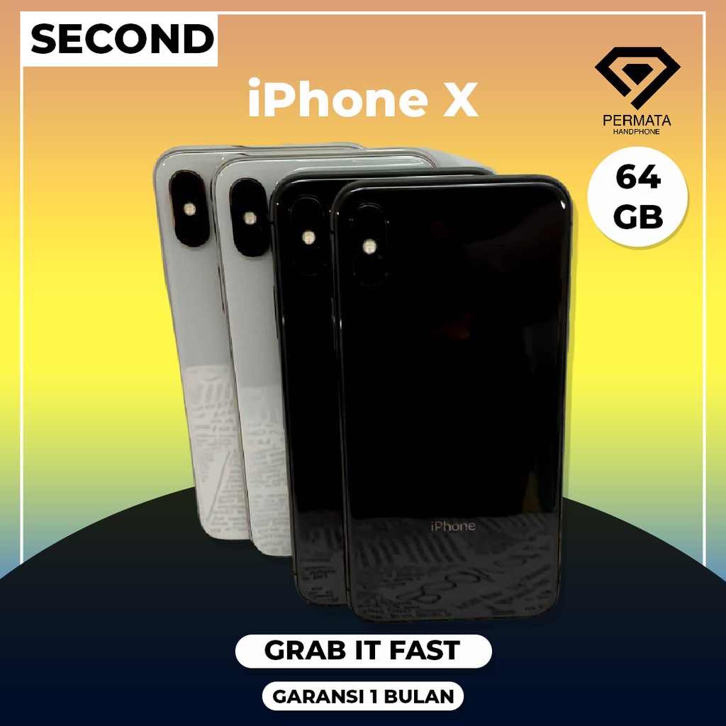 IPHONE X 64GB SECOND MULUS 100% GARANSI 1 BULAN SIM ALL OPERATOR IMEI AMAN TERMURAH