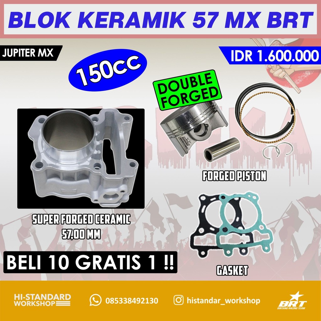 CYLINDER BLOK KERAMIK + PISTON 57 MX BRT