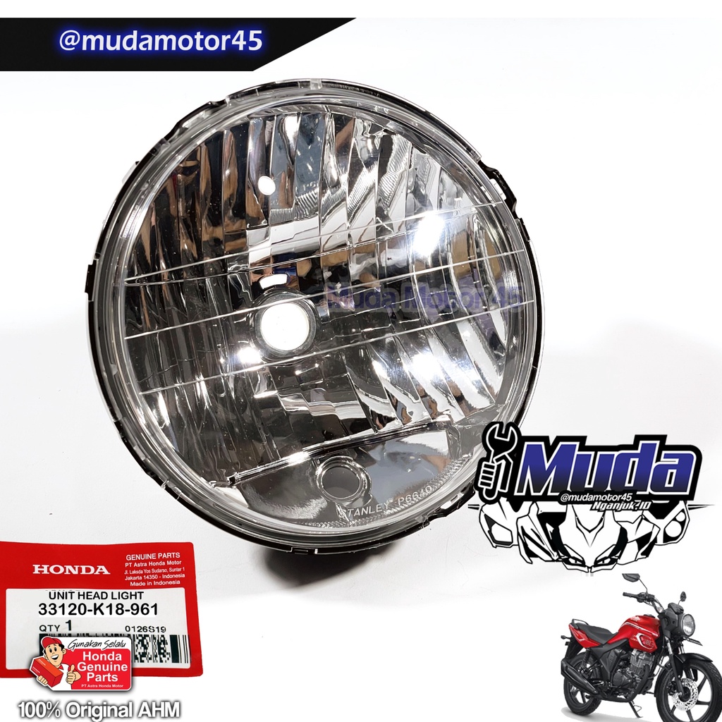 REFLEKTOR LAMPU DEPAN CB 150 NEW VERZA 33120-K18-961 UNIT ASSY HEAD LIGHT KAP DAN MIKA LAMP ORI GINA