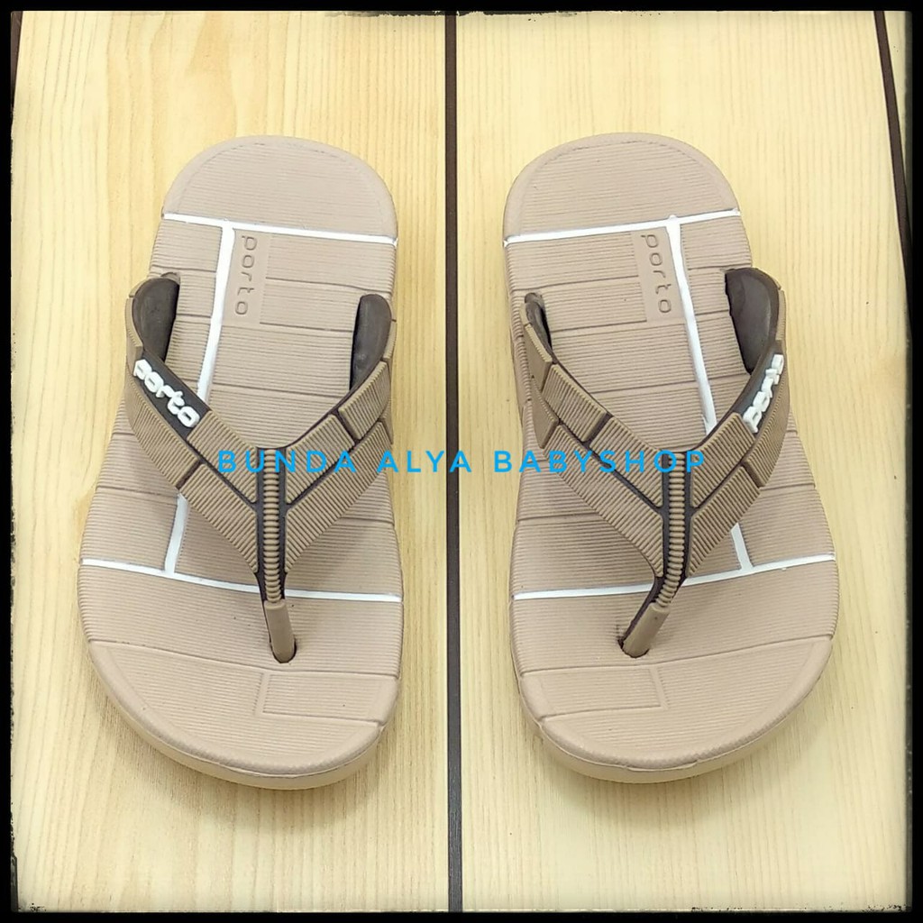 Sendal Anak Laki Jepit Usia 6 7 Tahun Karet KREM - Sandal Jepit Anak Cowok Anti Slip PORTO Alas Karet Size 31