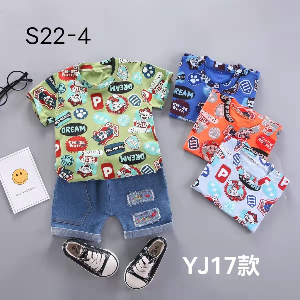 Setelan Jeans Paw Patrol 0 Bulan - 3 Tahun Import High Quality Setelan Kaos Celana Jeans Anak Motif Paw Patrol Adem Setelan Fashion Anak CBKS