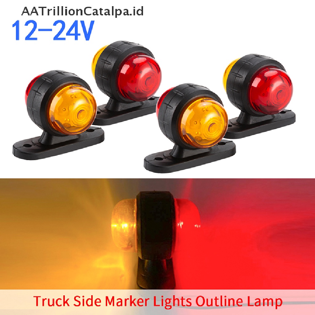 Aatrillioncatalpa 2pcs Lampu LED 12V Warna Merah Amber Untuk Samping Truktrailervanbus