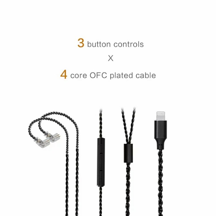 JCALLY LT4 Lightning Upgrade Cable 4 Strands 5N Oxygen Free Copper OFC