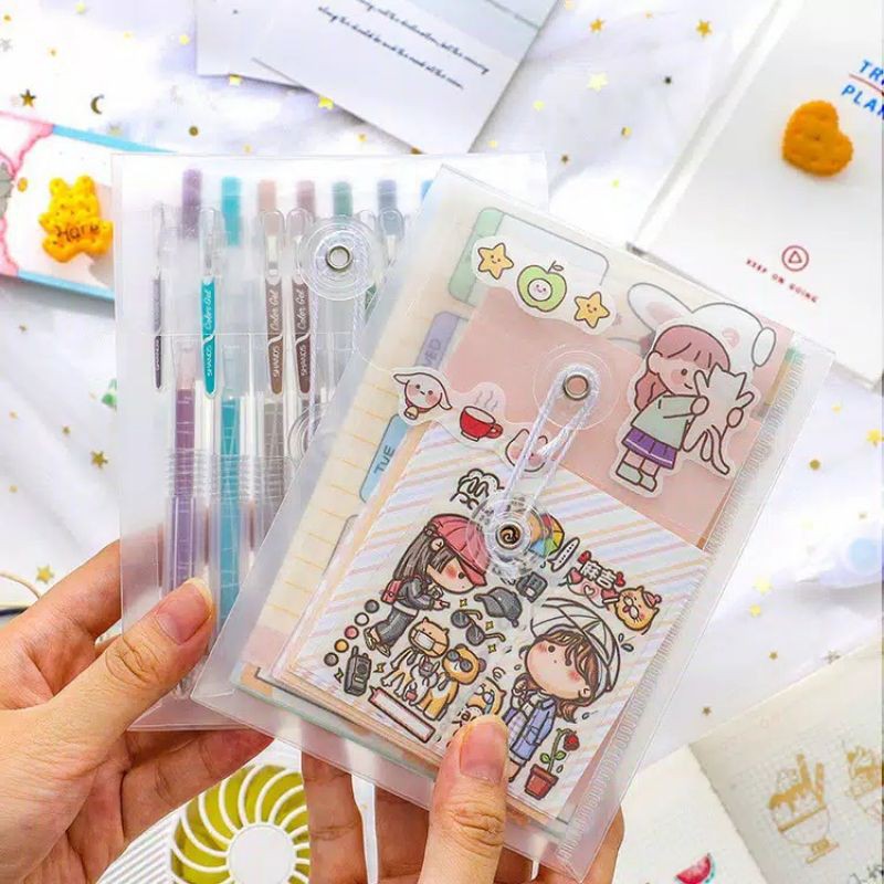

Transparent Stationery Storage Bag String Tie