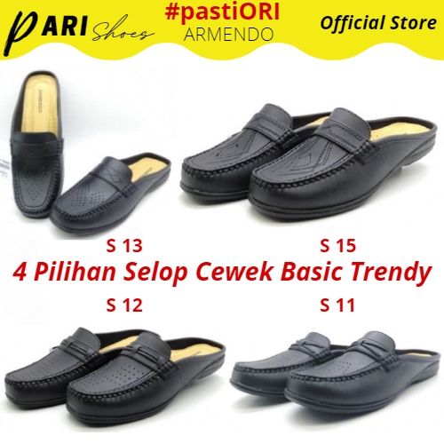 Sepatu Slop Wanita Selop Slip on Cewek Asli Murah Kekinian Kulit PVC Sandal Perempuan Sendal Pengant