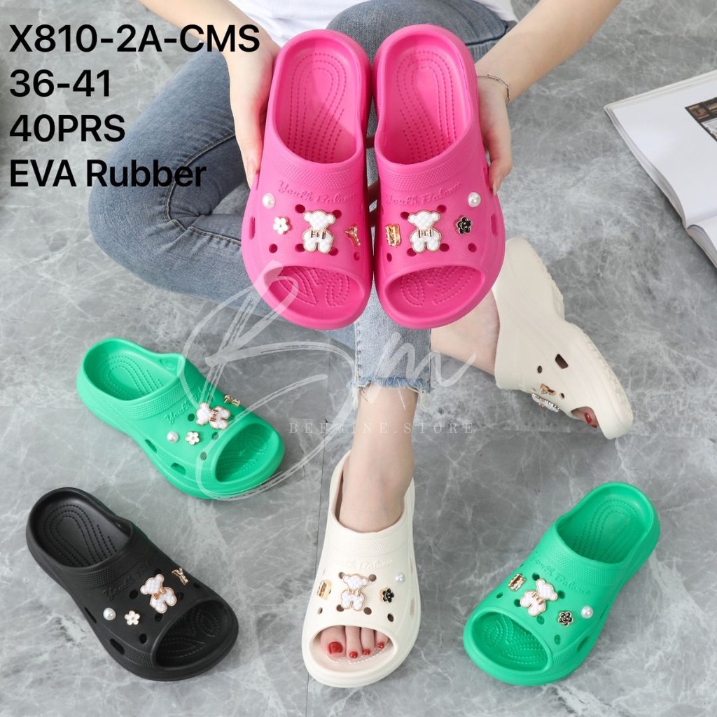 Sandal FUJI slide  / Sandal Slipper Wanita Jelly Wedges Platfrom Tebal  Import Balance X807/X810-2A