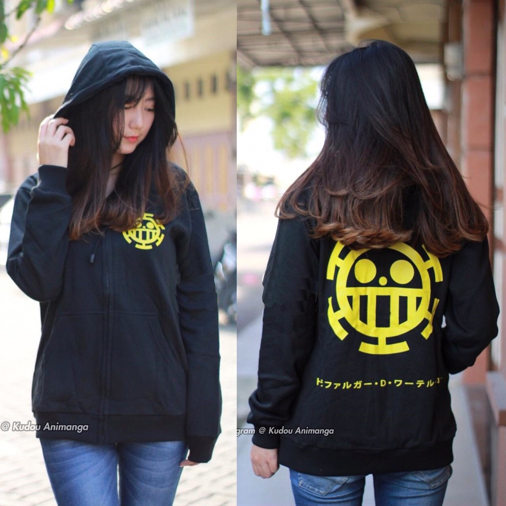 Jaket Trafalgar Law Casual Logo Black Onepiece Mugiwara