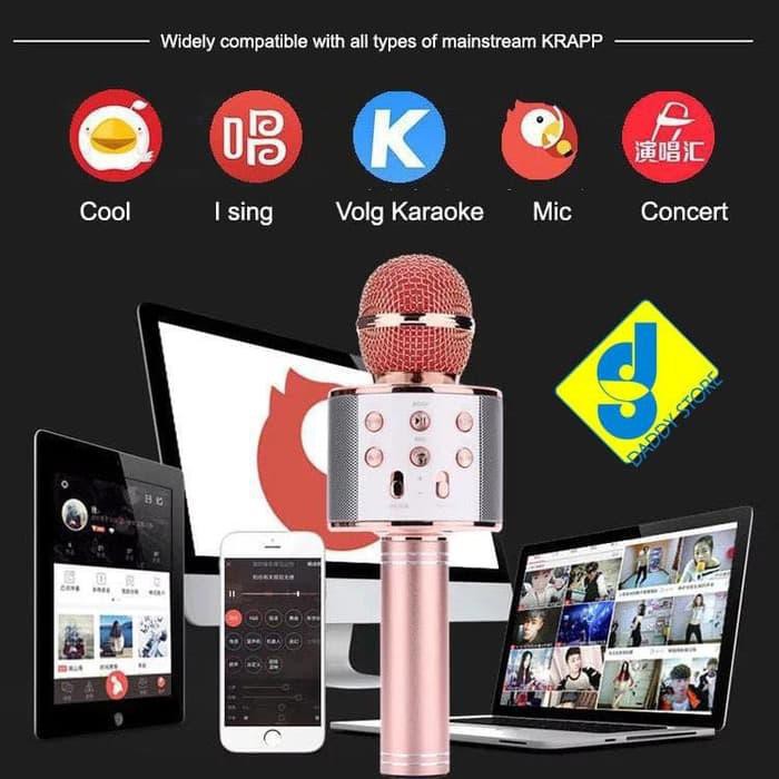 gitar bass murah berkualitas Mic WS 858 - mic karaoke - mic wireless - mic bluetooth - Hitam Limite