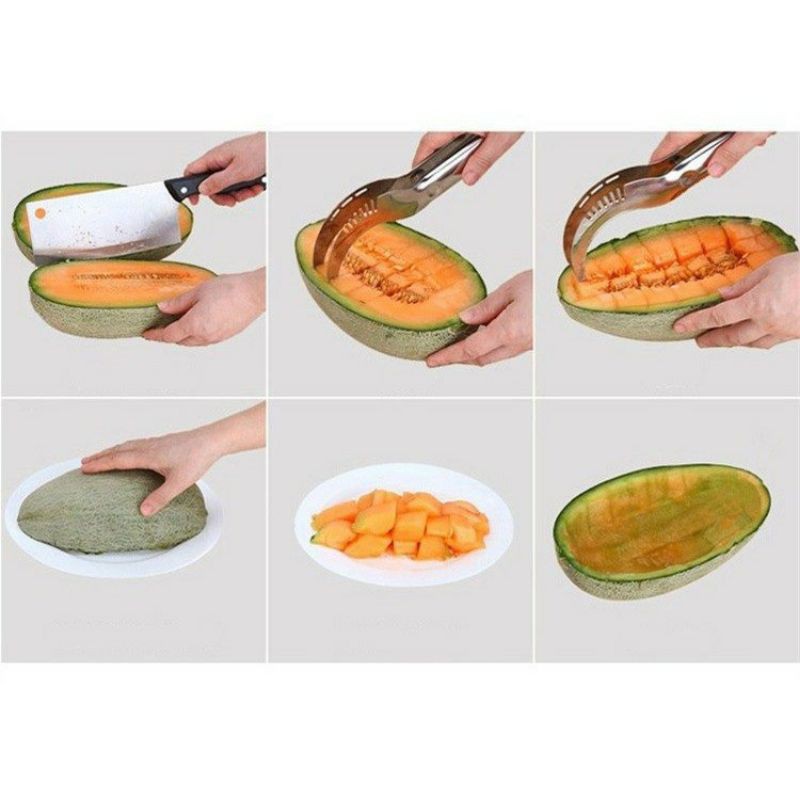 Laristerus79 Pisau buah semangka melon  stainless steel anti karat pakingan duswatermelon cutter Dus