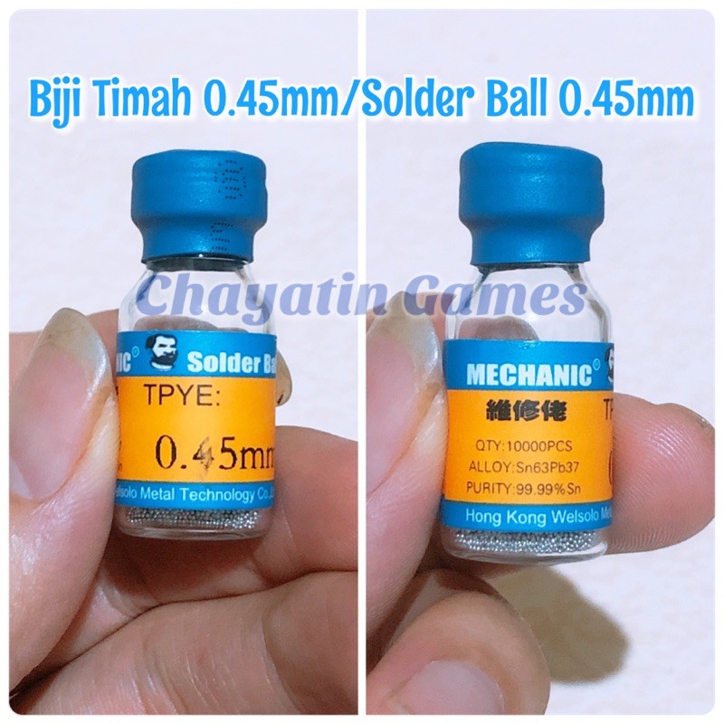 Biji Timah - Solder Ball - Butir Timah BGA 0.3mm 0.4mm 0.45mm 0.5mmm Sesuai Varian