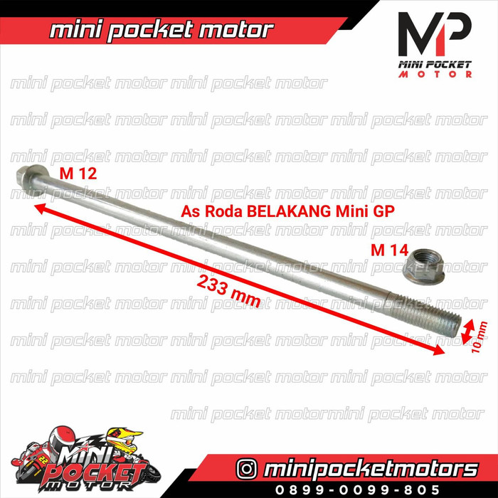 As Roda / Baut Roda Belakang Motor Mini GP- Mini Scooter- Pocket Bikes Asli Berkualitas