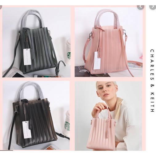 CK  BAG GUESS  TAS WANITA TRANSLUCENT TOTE STRIPE MINI WIEGE - BACA DESKRIPSI PRODUK #71852