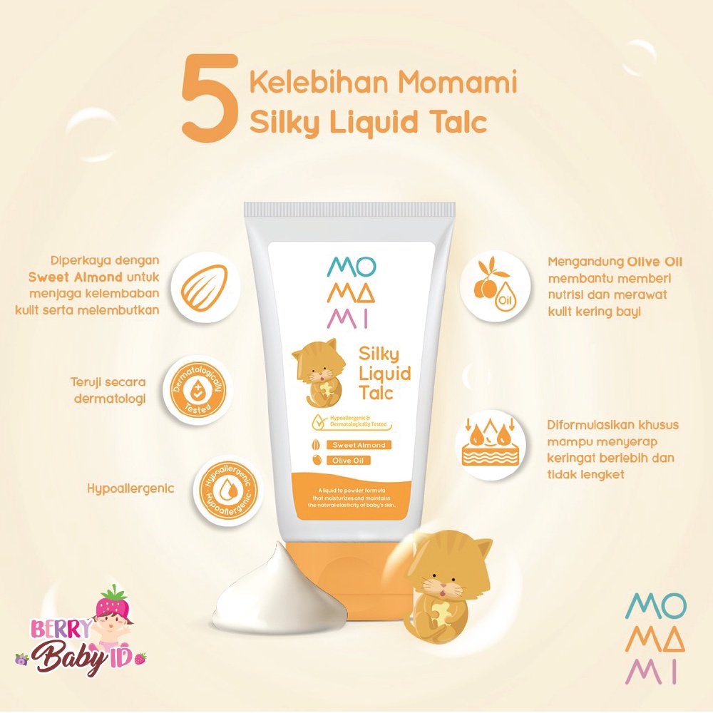 Momami Silky Liquid Talc Lotion Cream Bedak Cair Bayi Anak Mo Ma Mi Berry Mart