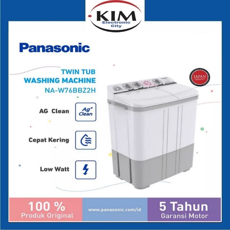 MESIN CUCI PANASONIC NAW 76 BBZ 7,5KG 2 TABUNG 76BBZ 7,5 KG LOW WATT GARANSI RESMI PANASONIC
