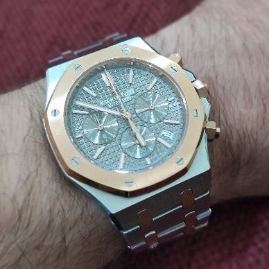 AP Royal Oak homage watch, Jam Tangan Japan Seiko meca-quartz chronograph