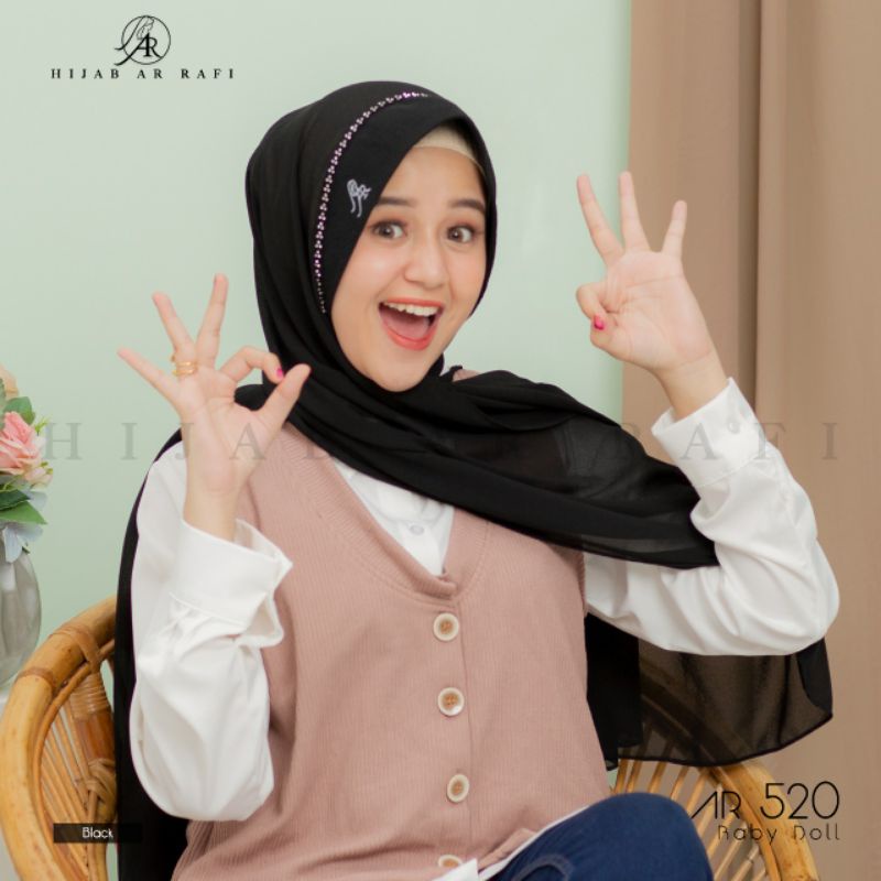 Terbaru Hijab jilbab kerudung pashmina tali instan simpel ORI ArRafi AR 520 variasi permata rabbani