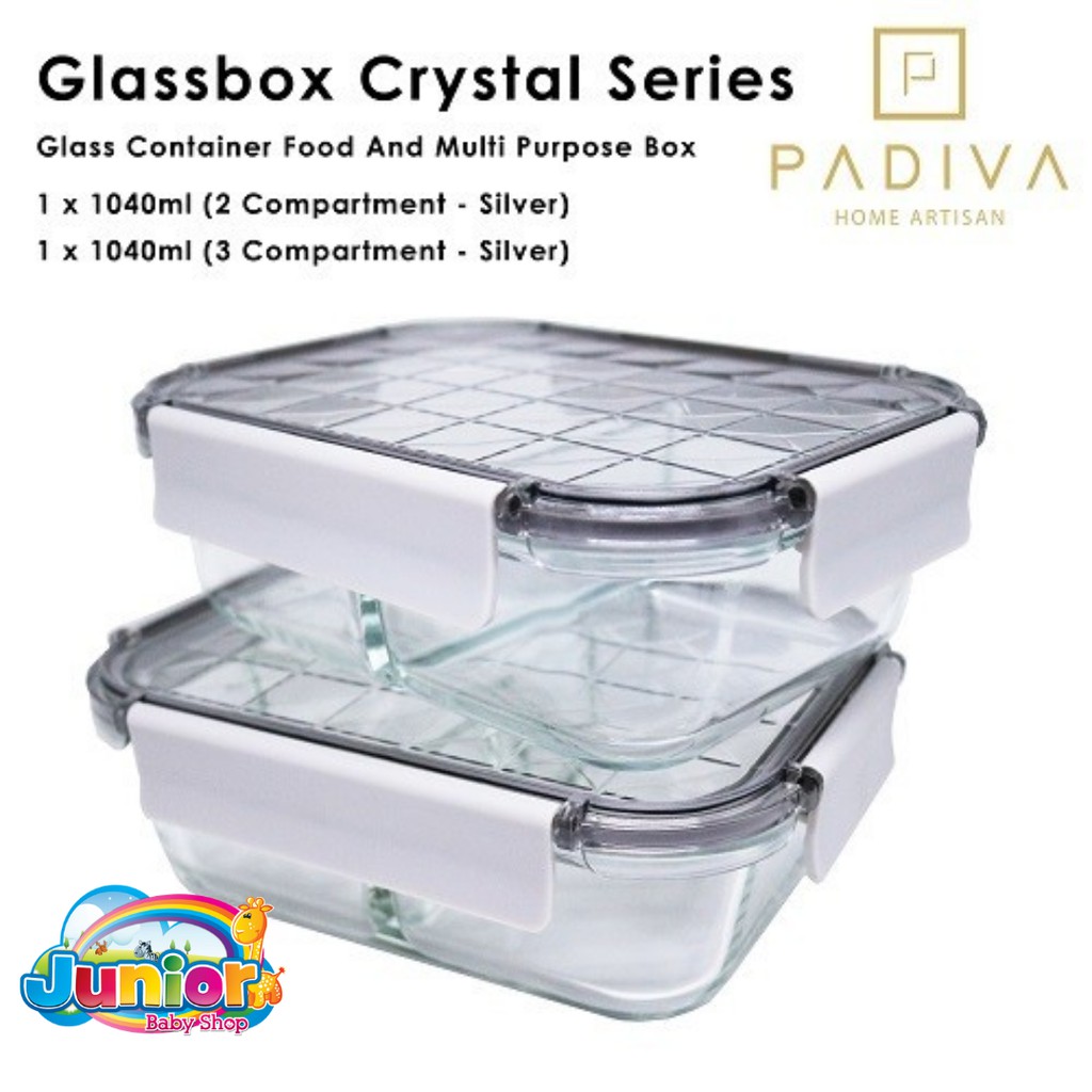 Padiva Glassbox Crystal 1040ml Mix 2cmp+3cmp Aqua/Silver/Pink
