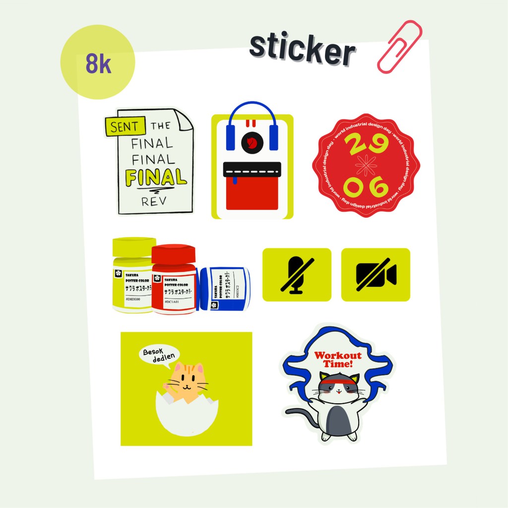 

Stiker Pack Merchandise Vinyl Glossy & matte Introduction Desain Produk