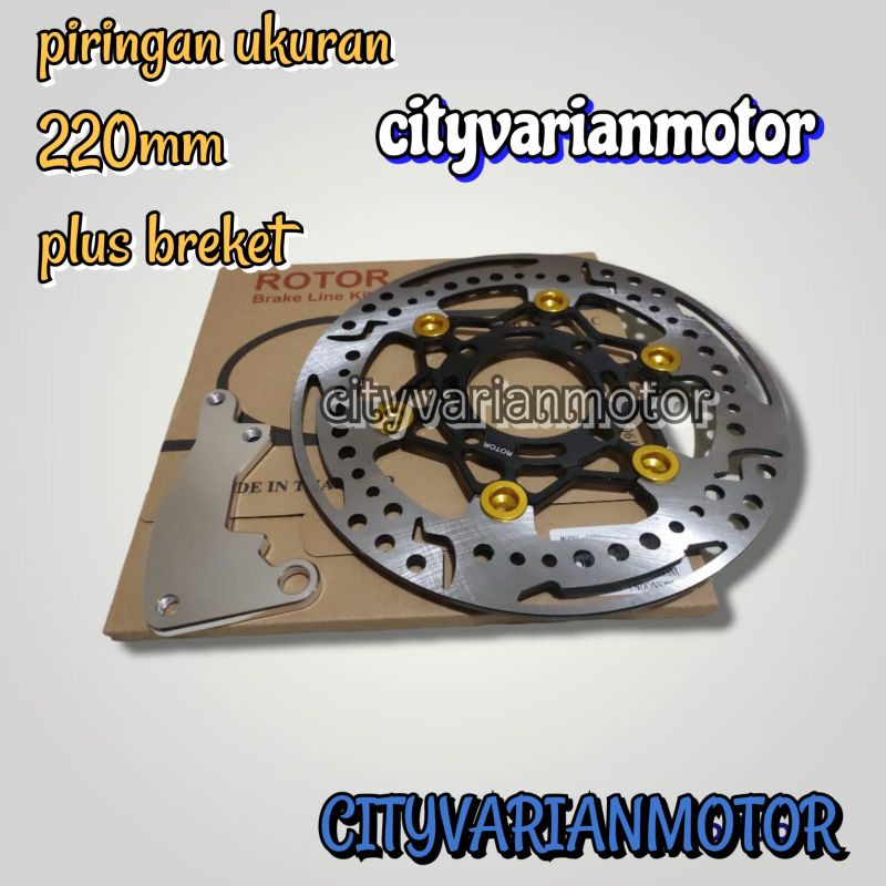 Disk Disc Brake Piringan Cakram Depan Rotor Coak 220MM Plus Breket Kaliper Standar 220MM Vario Beat Scoopy