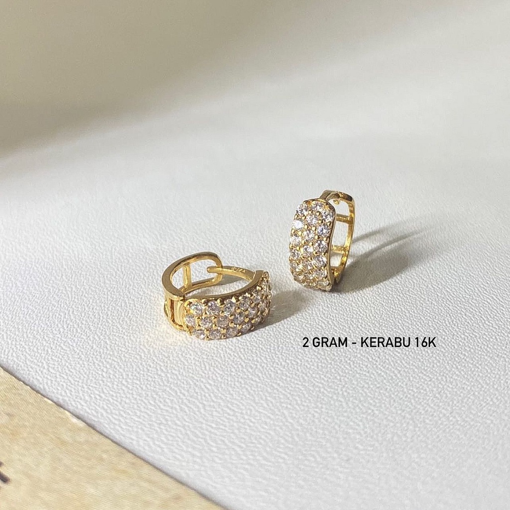 anting anak dan dewasa emas asli kadar 700 70 16k gipsy gipsi bulat gantung permata 1 jepit love halo wajik permta kerabu giwang ringan 1 satu gram gr g gold earrings