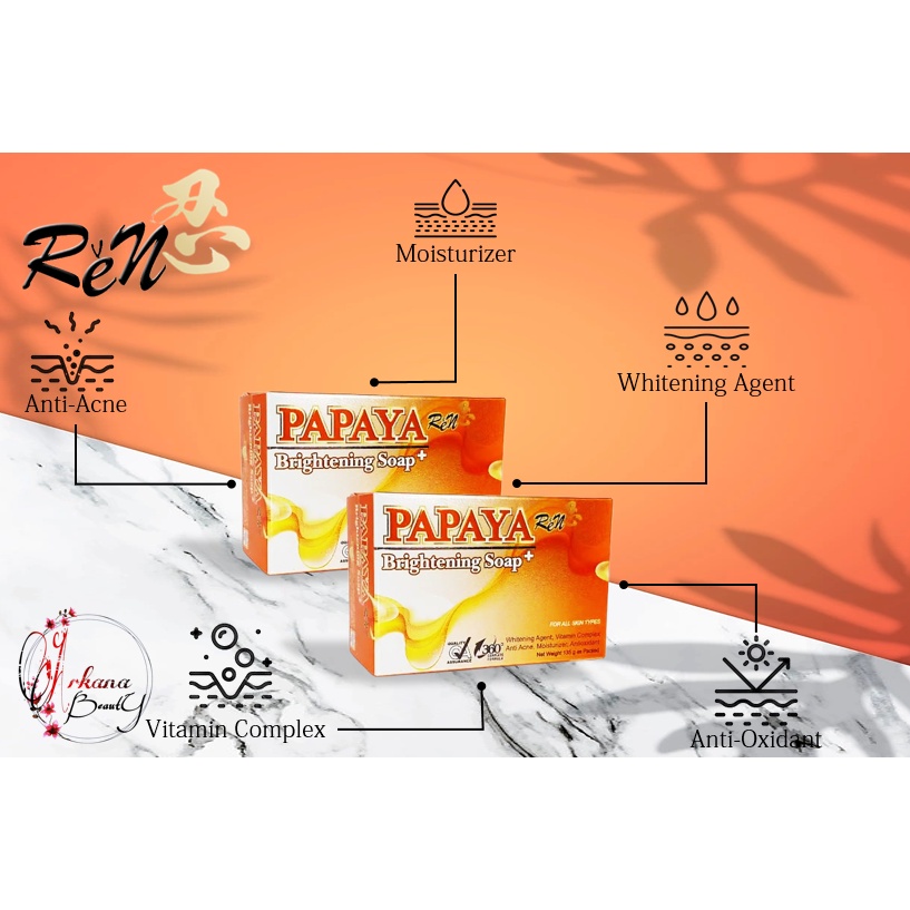 Ren Papaya  Brightening Soap 135Gr / Ren Sabun Papaya / Sabun Pepaya /