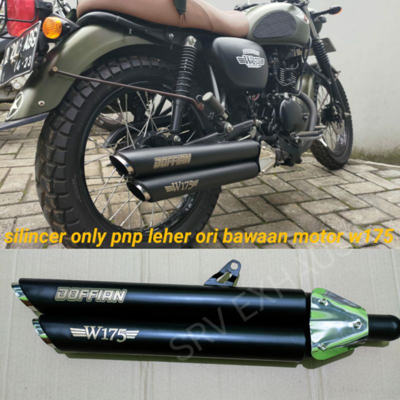 silincer knalpot custom double vanes pnp leher ori motor kawasaki w175 se cafe