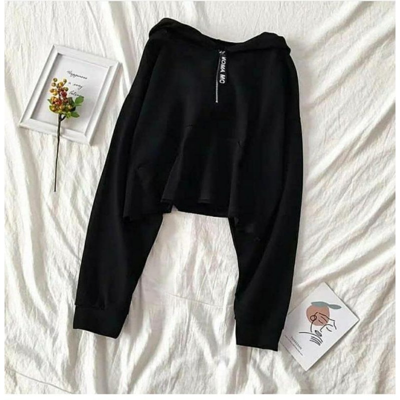 JAKET CROP MOMO HOODIE.WANITA CROP BLOUSE CROP MOMA-3